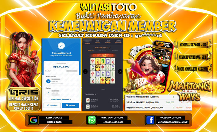 KEMENANGAN MEMBER BERMAIN DI PG SOFT MAHJONG WAYS
