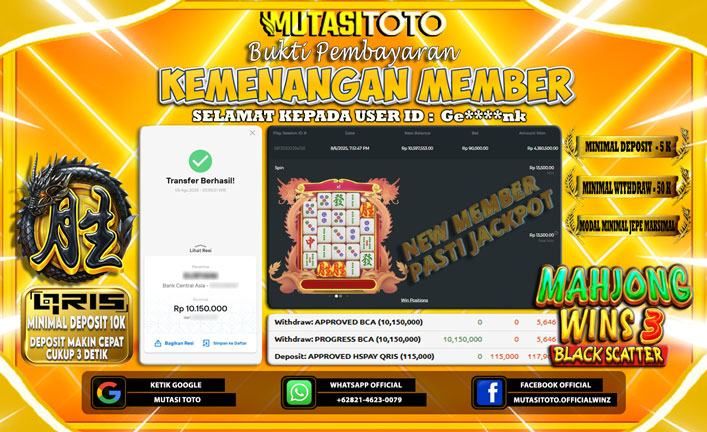 KEMENANGAN MEMBER BERMAIN DI MAHJONG WINS 3 – BLACK SCATTER