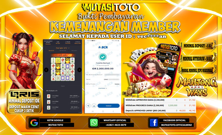 KEMENANGAN MEMBER BERMAIN DI PG SOFT MAHJONG WAYS 1