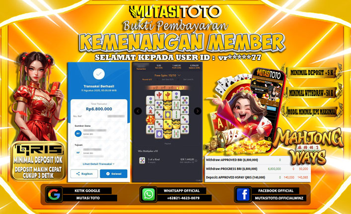 KEMENANGAN MEMBER BERMAIN DI PG SOFT MAHJONG WAYS