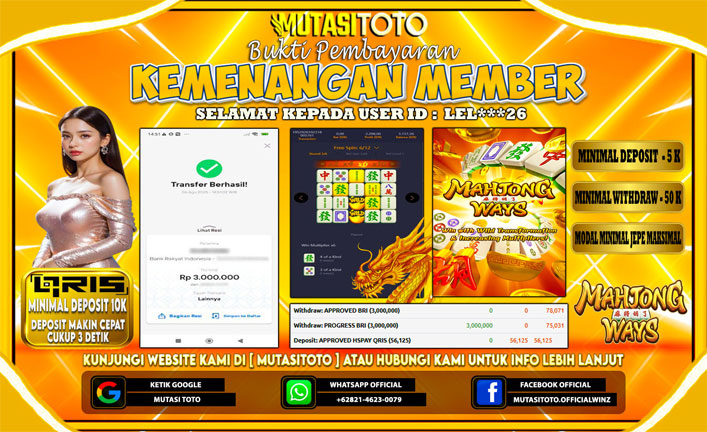KEMENANGAN MEMBER BERMAIN DI PG SOFT MAHJONG WAYS 1