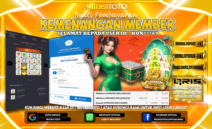 KEMENANGAN MEMBER BERMAIN DI PG SOFT MAHJONG WAYS 1