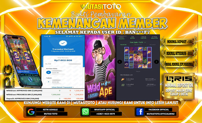 KEMENANGAN MEMBER BERMAIN DI PG SOFT WILD APE #3258