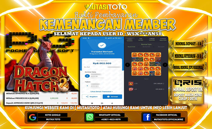 KEMENANGAN MEMBER BERMAIN DI PG SOFT DRAGON HATCH 2
