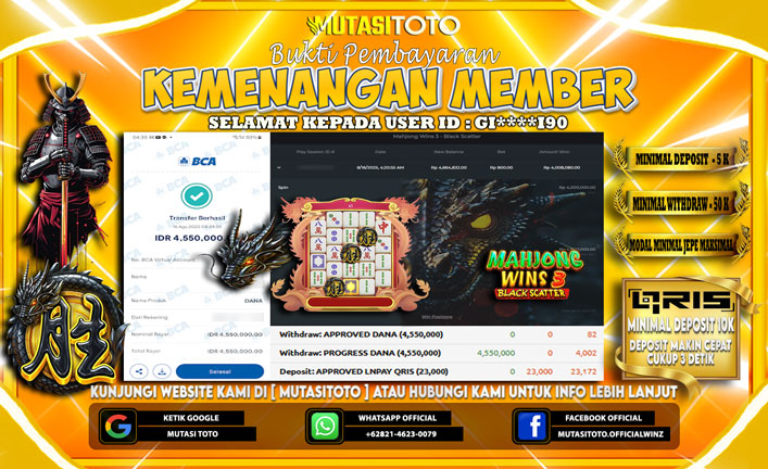 KEMENANGAN MEMBER BERMAIN DI MAHJONG WINS 3