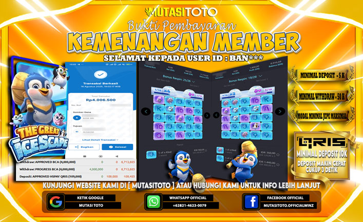 KEMENANGAN MEMBER BERMAIN DI PG SOFT THE GREAT ICESCAPE