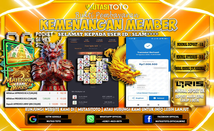 KEMENANGAN MEMBER BERMAIN DI PG SOFT MAHJONG WAYS 1