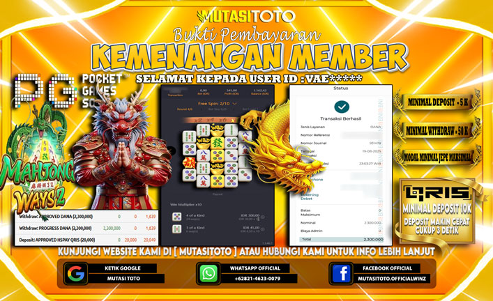 KEMENANGAN MEMBER BERMAIN DI PG SOFT MAHJONG WAYS 2