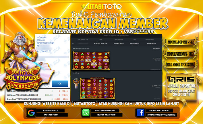 KEMENANGAN MEMBER BERMAIN DI GATES OF OLYMPUS SUPER SCATTER