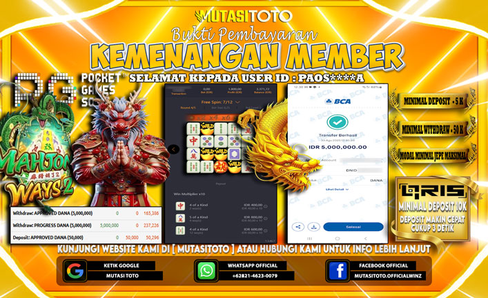 KEMENANGAN MEMBER BERMAIN DI PG SOFT MAHJONG WAYS 2