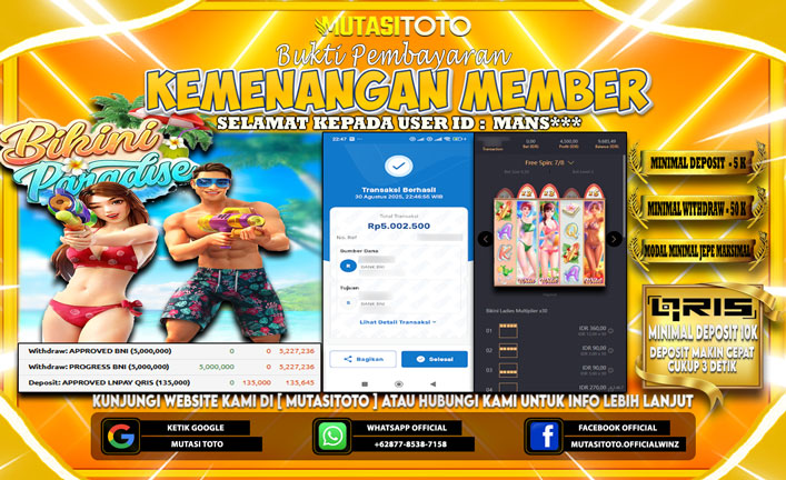 KEMENANGAN MEMBER BERMAIN DI PG SOFT BIKINI PARADISE