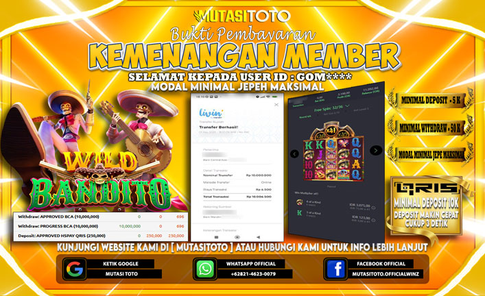 KEMENANGAN MEMBER BERMAIN DI PG SOFT WILD BANDITO