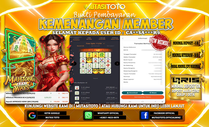 KEMENANGAN MEMBER BERMAIN DI PG SOFT MAHJONG WAYS 1