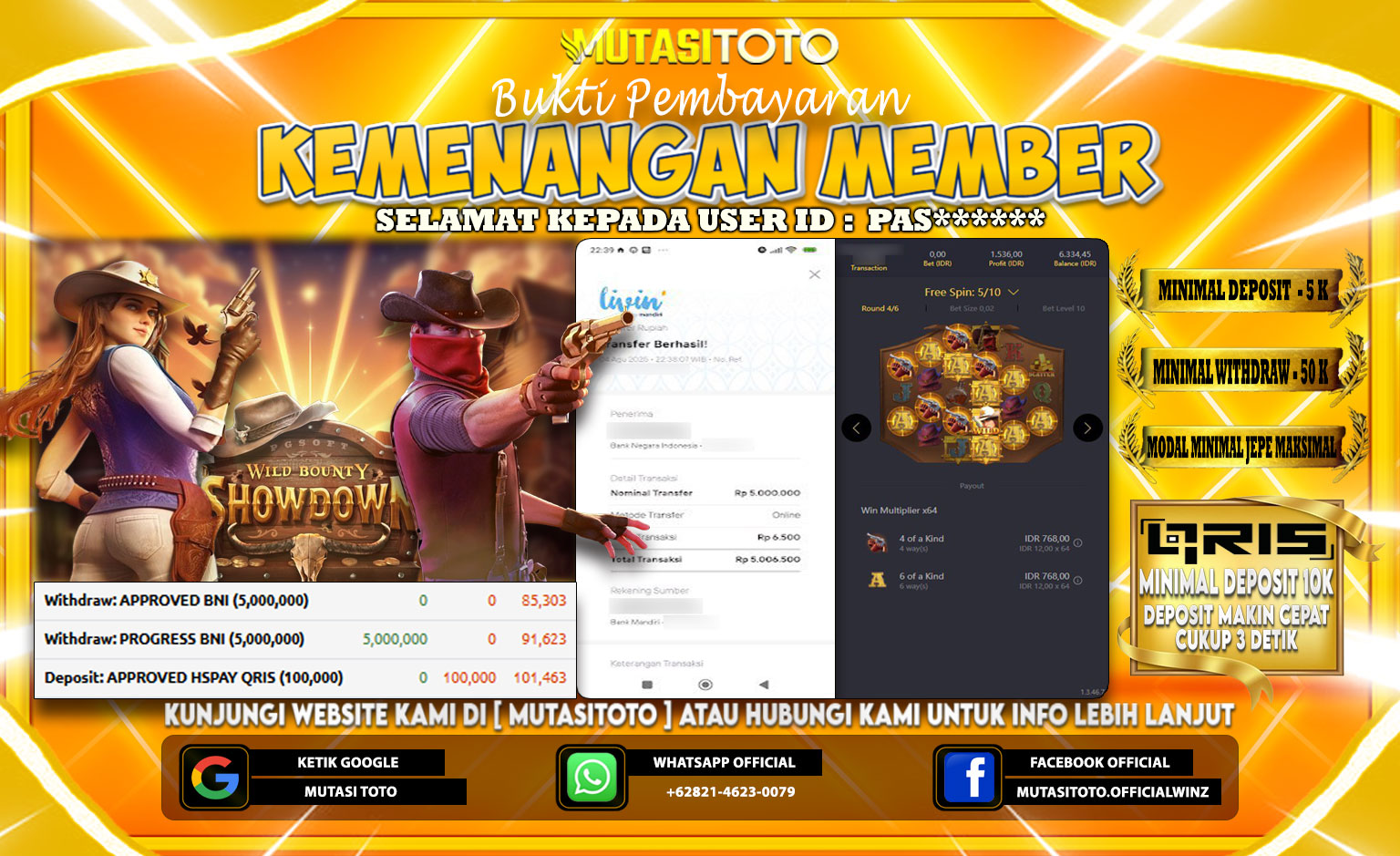 KEMENANGAN MEMBER BERMAIN DI PG SOFT WILD BOUNTY SHOWDOWN