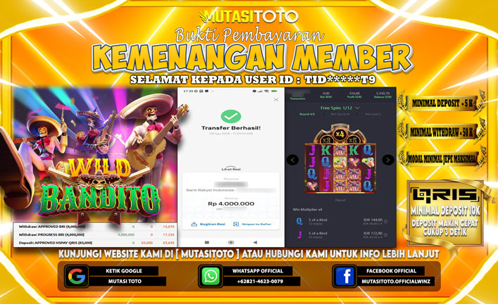 KEMENANGAN MEMBER BERMAIN DI PG SOFT WLD BANDITO