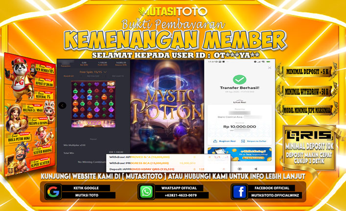 KEMENANGAN MEMBER BERMAIN DI PG SOFT MYSTIC POTION