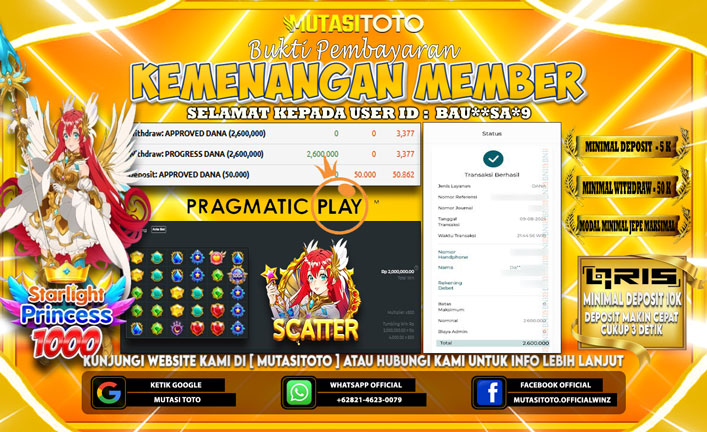 KEMENANGAN MEMBER BERMAIN DI STARLIGHT PRINCESS 1000