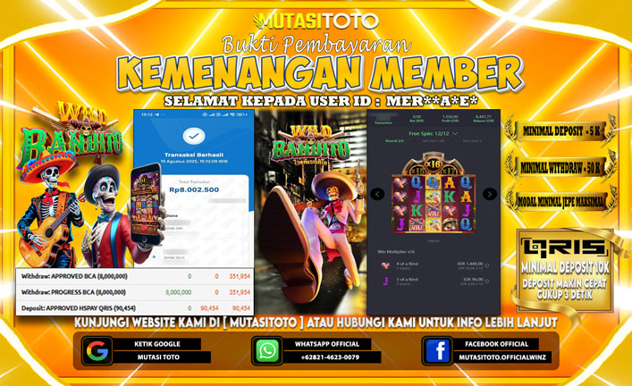 KEMENANGAN MEMBER BERMAIN DI PG SOFT WILD BANDITO