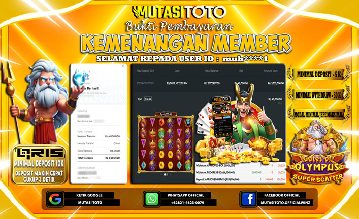 KEMENANGAN MEMBER BERMAIN DI GATES OF OLYMPUS SUPER SCATTER