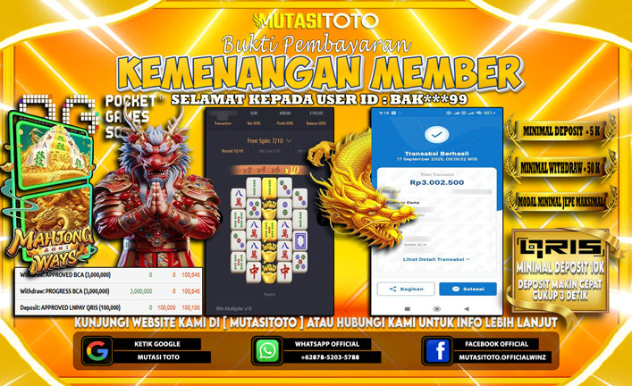 KEMENANGAN MEMBER BERMAIN DI PG SOFT MAHJONG WAYS 1