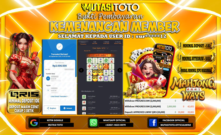 KEMENANGAN MEMBER BERMAIN DI PG SOFT MAHJONG WAYS