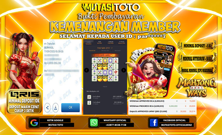 KEMENANGAN MEMBER BERMAIN DI MAHJONG WAYS