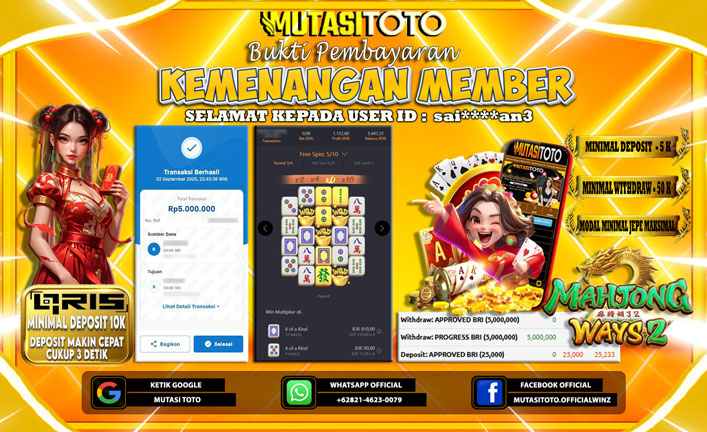 KEMENANGAN MEMBER BERMAIN DI PG SOFT MAHJONG WAYS 2