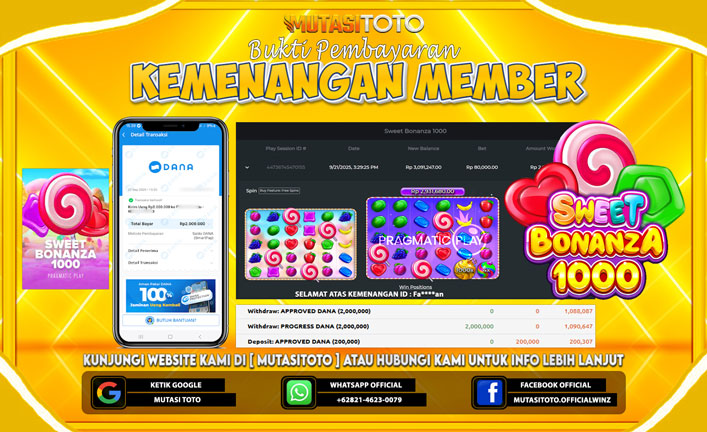 KEMENANGAN MEMBER BERMAIN DI SWEET BONANZA 1000