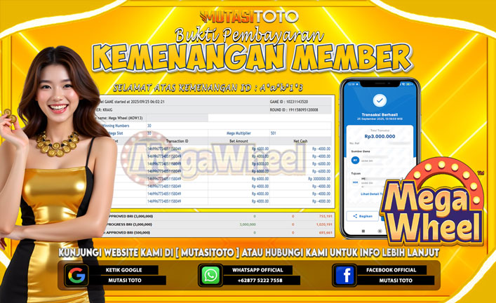 KEMENANGAN MEMBER BERMAIN DI LIVE GAME PP MEGA WHEEL