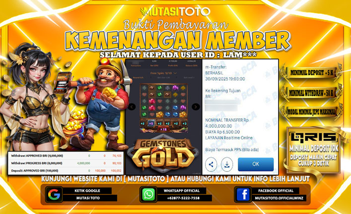 KEMENANGAN MEMBER BERMAIN DI PG SOFT GEMSTONE GOLD