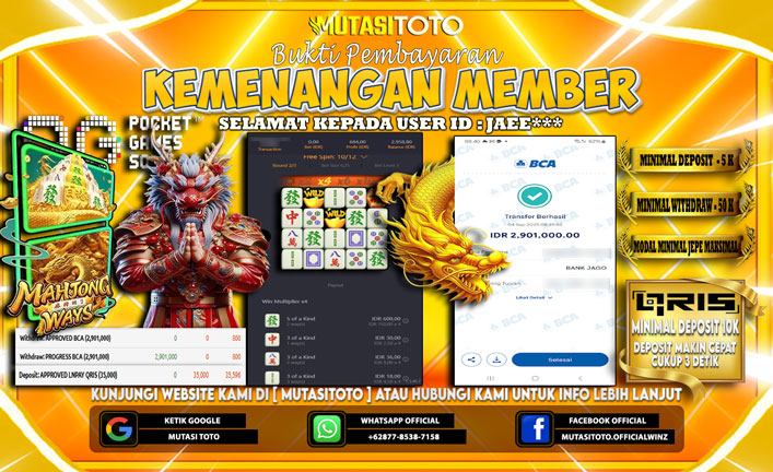 KEMENANGAN MEMBER BERMAIN DI PG SOFT MAHJONG WAYS 1