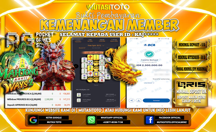 KEMENANGAN MEMBER BERMAIN DI PG SOFT MAHJONG WAYS 2