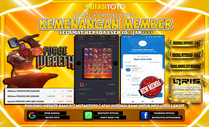 KEMENANGAN MEMBER BERMAIN DI PG SOFT FORGE OF WEALTH