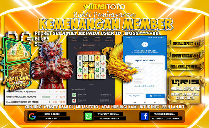 KEMENANGAN MEMBER BERMAIN DI PG SOFT MAHJONG WAYS 1