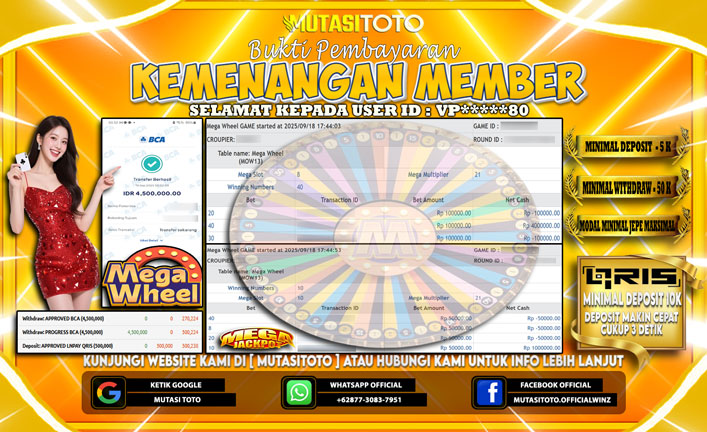 KEMENANGAN MEMBER BERMAIN DI LIVE GAMES PP MEGA WHEEL