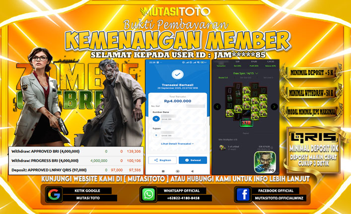 KEMENANGAN MEMBER BERMAIN DI ZOMBIE OUTBREAK