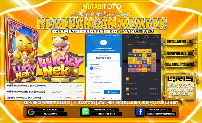 KEMENANGAN MEMBER BERMAIN DI PG SOFT LUCKY NEKO