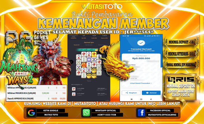 KEMENANGAN MEMBER BERMAIN DI PG SOFT MAHJONG WAYS 2