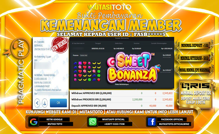 KEMENANGAN MEMBER BERMAIN DI SWEET BONANZA