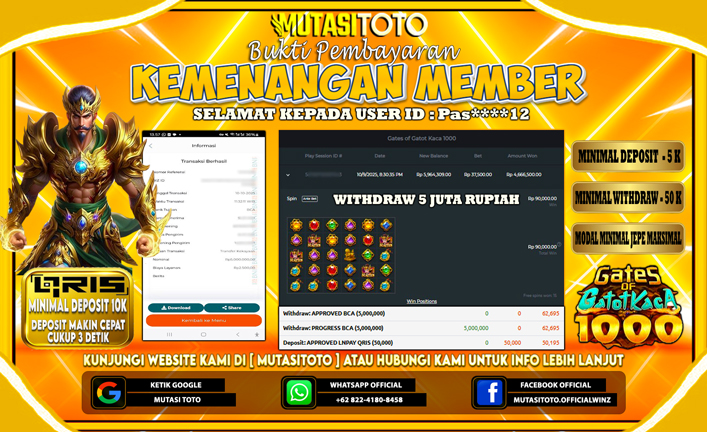 KEMENANGAN MEMBER BERMAIN DI GATES OF GATOT KACA 1000