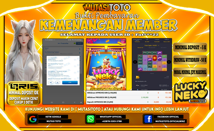 KEMENANGAN MEMBER BERMAIN DI PG SOFT LUCKY NEKO