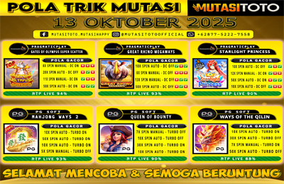 POLA GACOR TERUPDATE 13 OKTOBER 2025 – MUTASITOTO