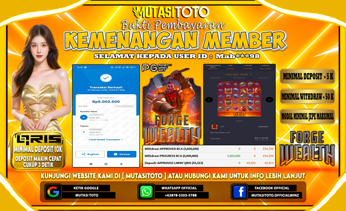KEMENANGAN MEMBER BERMAIN DI FORGE OF WEALTH PG SOFT