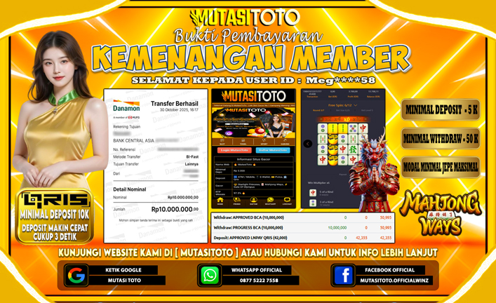 KEMENANGAN MEMBER BERMAIN PG SOFT MAHJONG WAYS 1