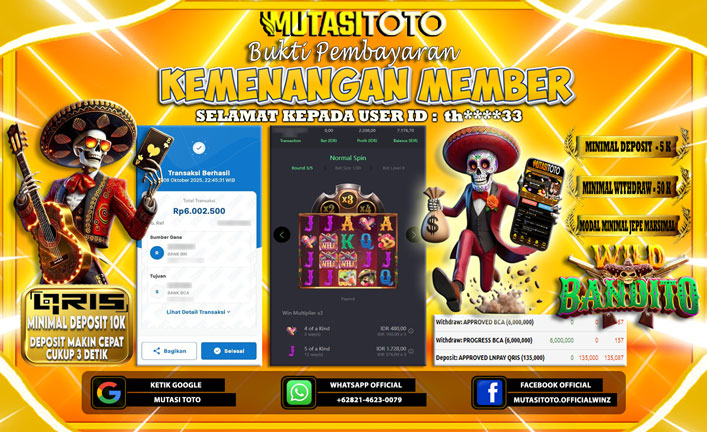 KEMENANGAN MEMBER BERMAIN DI PG SOFT WILD BANDITO