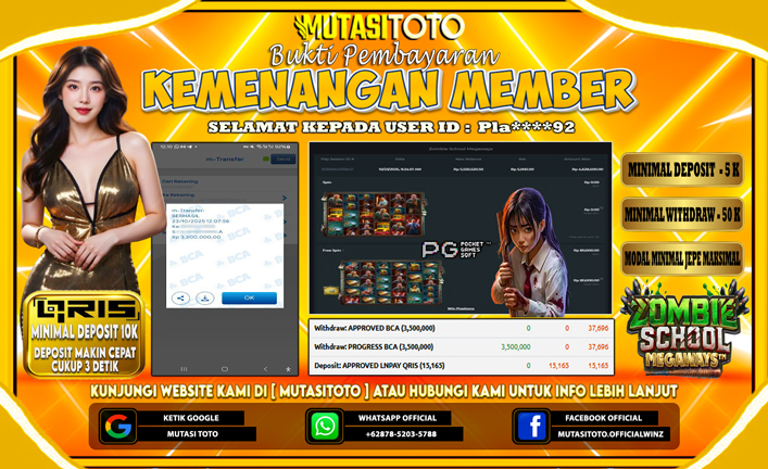 KEMENANGAN MEMBER BERMAIN DI ZOMBIE SCHOOL MEGAWAYS