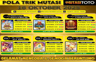POLA GACOR TERUPDATE 16 OKTOBER 2025 – MUTASITOTO