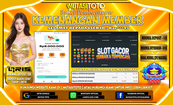 KEMENANGAN MEMBER BERMAIN DI STARLIGHT PRINCESS 1000