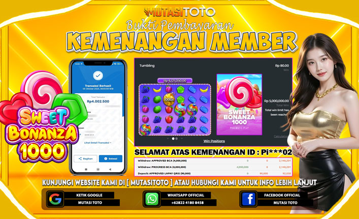 KEMENANGAN MEMBER BERMAIN DI SWEET BONANZA 1000