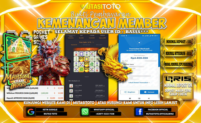 KEMENANGAN MEMBER BERMAIN DI PG SOFT MAHJONG WAYS 1